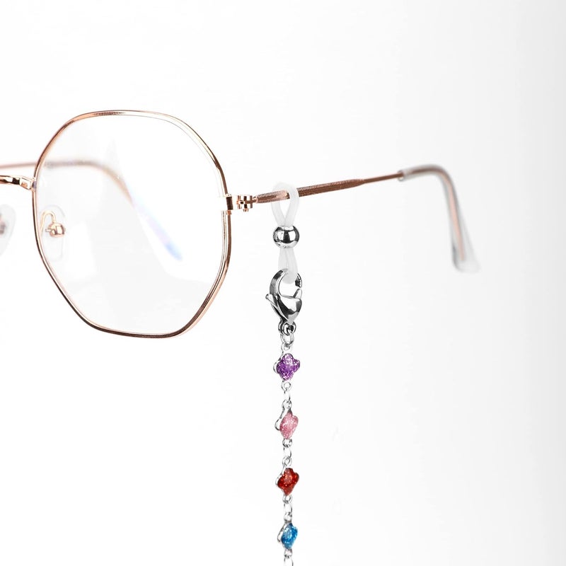 Hongeely Eyeglass Chain Silver Stainless Steel Handmade Necklace for Reading Glasses Sunglass Beaded Chains for Men Women - Image 3
